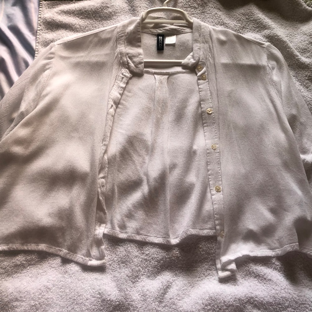 White bottom down half shirt